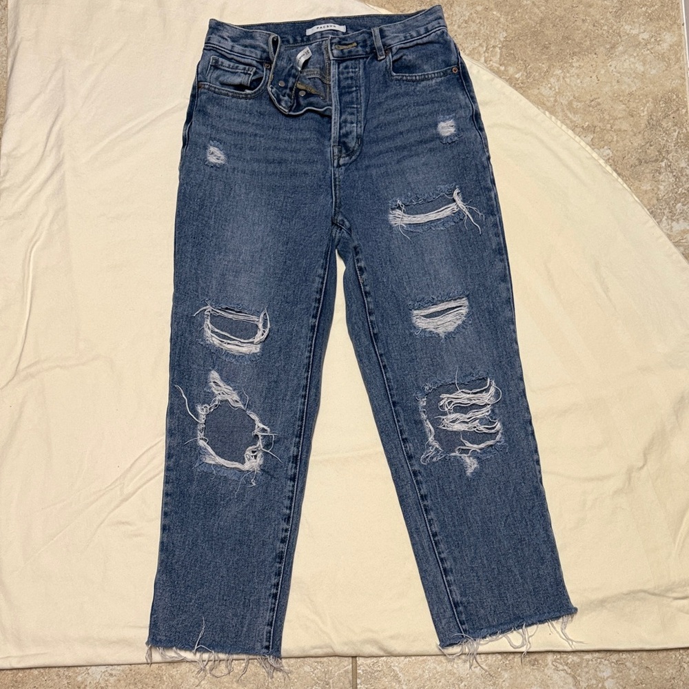 High-Rise Distressed Women’s Jeans - Dark Blue